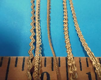Tiny Braid Assortment~1/8"~Shades of Gold~5 Styles~10 Yards~Doll Dress and Hat Trim!