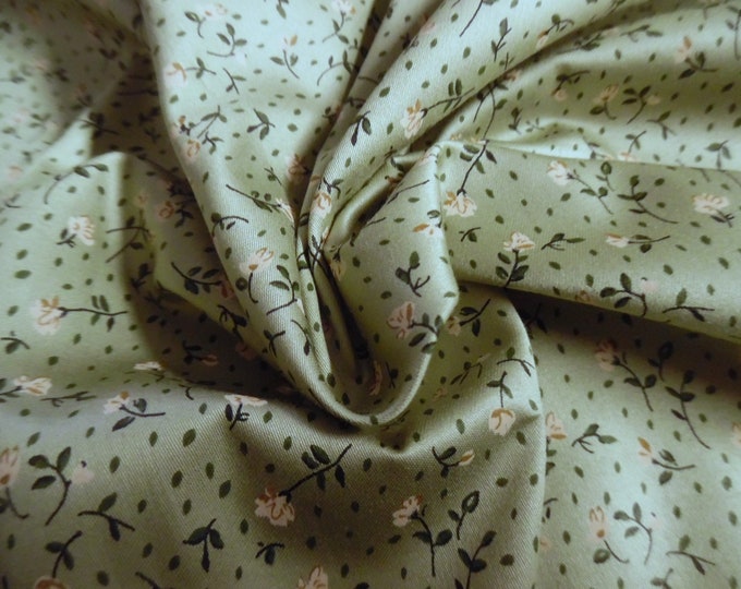 Cotton Sateen~Micro Floral~Pink/Sage/Soft Green~12"x29"