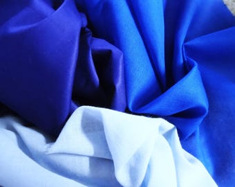 Stash Builder Lot!  100% Cotton Voiles~Shades of Blue~3 Colors~1/2YD~Great for Doll Clothes