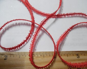 100% Cotton Feather Braid~4MM~RED~3 Yards~Miniatures~Doll Dress and Hat Trim!