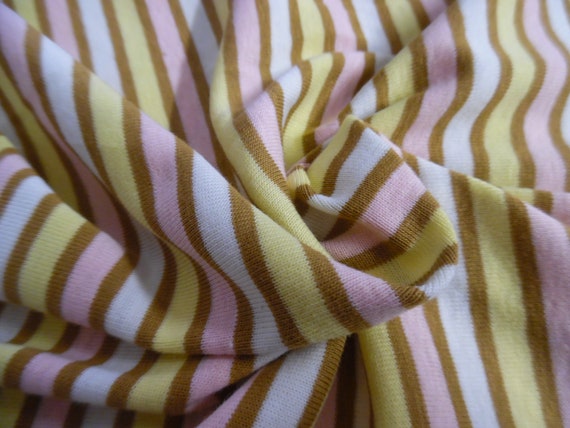 BARGAIN BASEMENT! Multi Striped Jersey~100% Cotton~Pink/White/Brown/Yellow~22"x31"~Doll Fabric