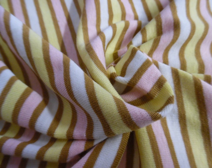 Multi Striped Jersey~100% Cotton~Pink/White/Brown/Yellow~18"x31"~Doll Fabric