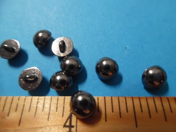 Metal shank doll buttons~Smooth Dome~6MM~Gunmetal~Set of Ten~Modern, Antique & Vintage Dolls