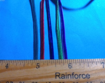 Tiny Velvet Ribbon (3MM) Assortment B~5 Colors~10 Yards~Doll Dress and Hat Trim!