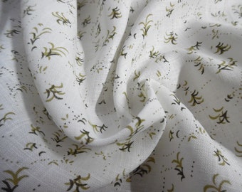 LAST! Micro Floral Print Handkercheif Linen~Sage/Olive on Off White Background~18"x29"