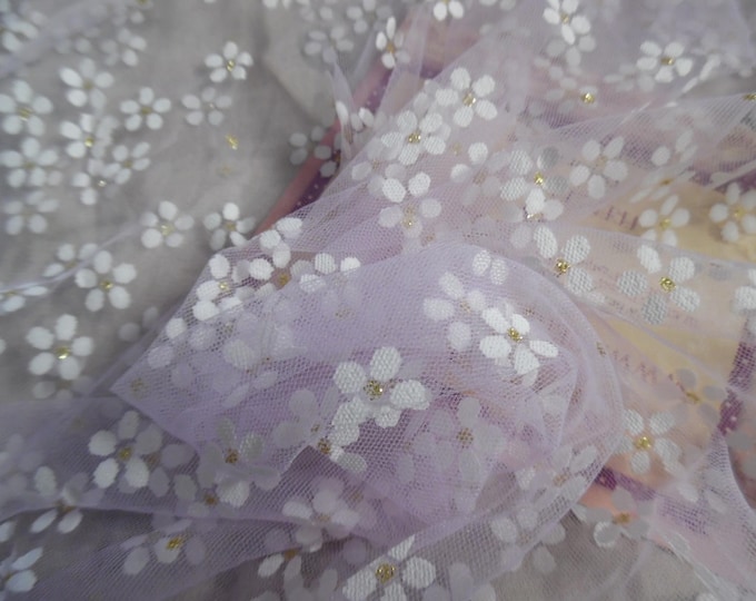 Soft Netting~Daisy Print~Soft Lavender~Dazzle~18"x30"~Sheer Overlay