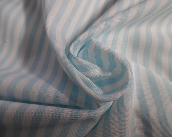 Pima Cotton Voile~Small Stripes~Lt. Aqua/White~18"x28"~Silky Hand