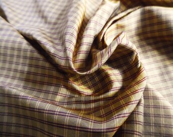 Micro Plaid Tissue Taffeta~Wine/Lt.Gold~9"x22"~Great 4 Miniatures~Small dolls~All dolls!