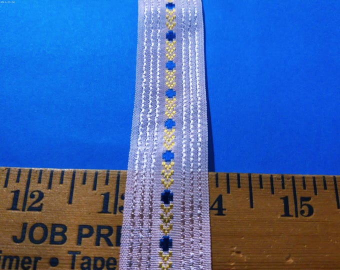 Vintage Silk Blend Ribbon~1" wide~Pink/Blue/Yellow~2Yds+13"~ONLY LISTING