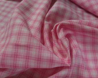 ONLY LISTING! Pima Cotton Lawn~Tiny Plaid~Pink/White~19"x20"~Doll Fabric