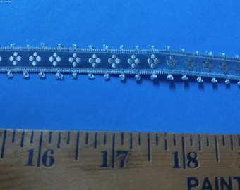 Imported Swiss Ribbon~Blue/White~Picot Edges~1/2" Wide~Silk/Viscose Blend~Doll Dress and Hat Trim