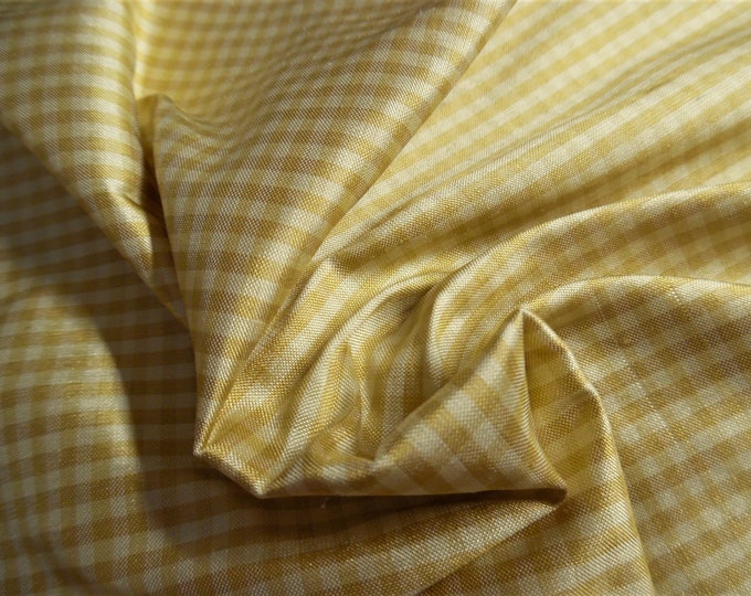 Light Weight Silk Taffeta~Micro Checks~Gold/Yellow~9"x27"~Doll Fabric