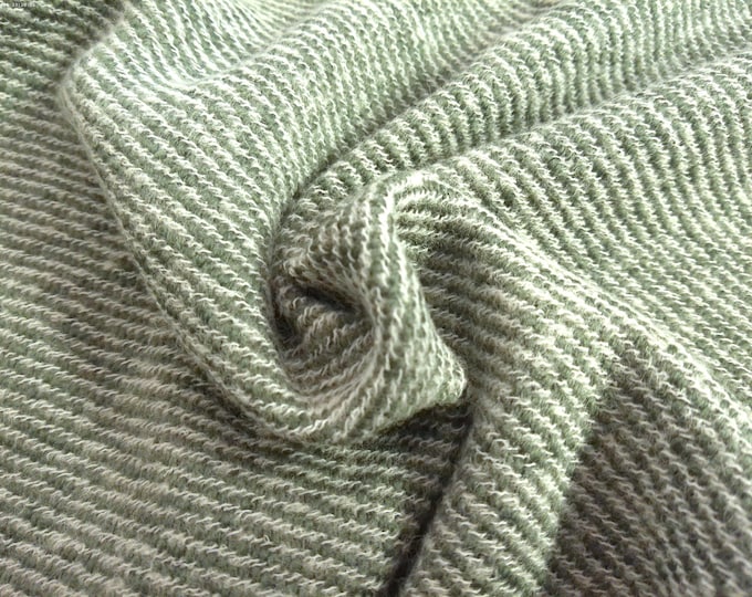 Basement Bargain! Wool Blend Coating~Diagonal Stripe~Green/Cream~18"x33"~Very Soft!
