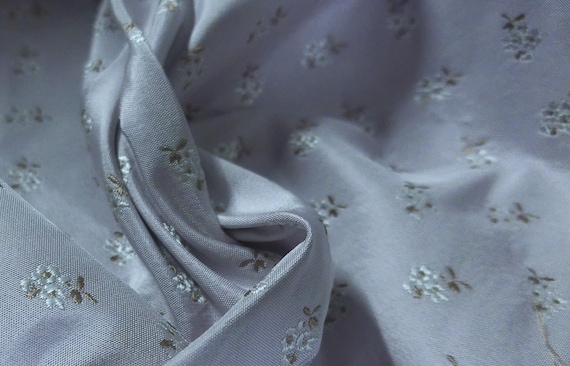 100% Silk Brocade~Miniature Scale~Embroidered White Floral on Soft Lavender~19"x20"~Japan