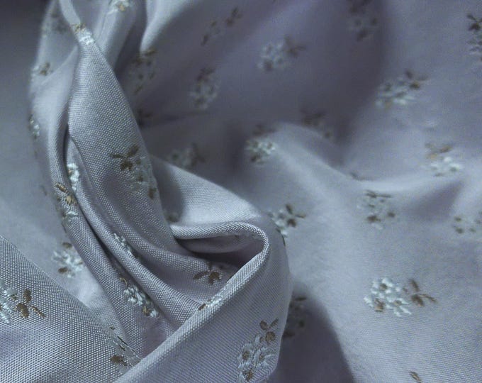 100% Silk Brocade~Miniature Scale~Embroidered White Floral on Soft Lavender~19"x20"~Japan