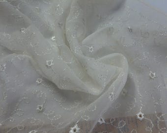 Embroidered 100% Silk Gauze in Candlelight~Super Soft & Sheer~12"x22"~Overlays~Doll Fabric