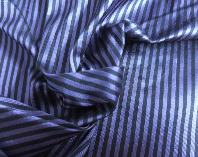 100% Silk Dupioni~Mini Stripes~Purple/Black~9"x22"~Doll Fabric