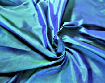 Silk Shot Tissue Taffeta~Blue/Green~9"x22"~Great 4 Miniatures~Small dolls~All dolls!