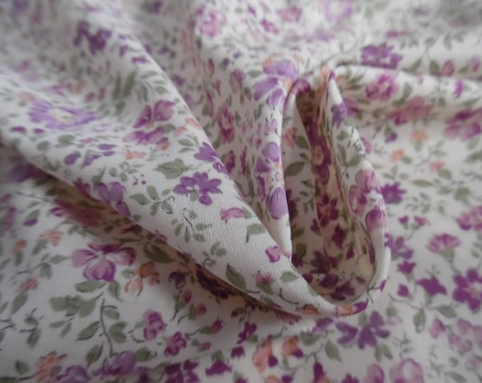 Sevenberry Cotton Lawn~Imported~Japan~Tiny Floral~Shades Purple/Cream~9"x45"~Doll Fabric