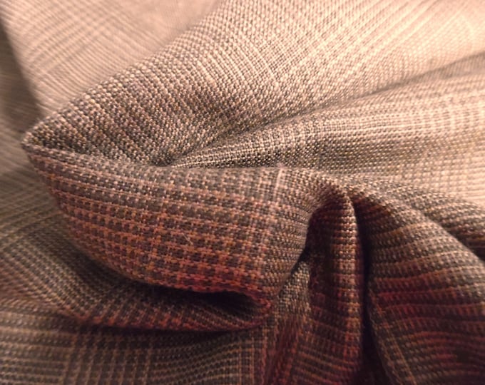 NEW SHIPMENT! Rayon Suiting~Small Glenplaid in Shades of Oak and Driftwood Brown~18"x30"