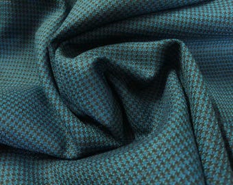 Summer Weight Wool Blend~ Micro Houndstooth~Teal Blue/Black~18"x30"~Light weight~Doll Fabric
