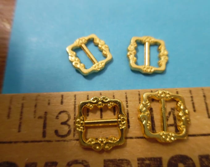 Bright Gold Square Metal Doll Buckles~Georgian Style~12MM (1/2")~Set 4~Modern, Antique, & Vintage Dolls