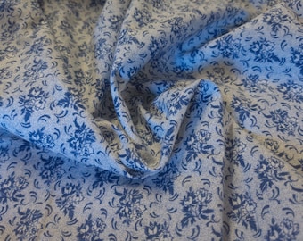 Vintage Cotton Calico~Micro Floral Of Blue on White~18"x44"