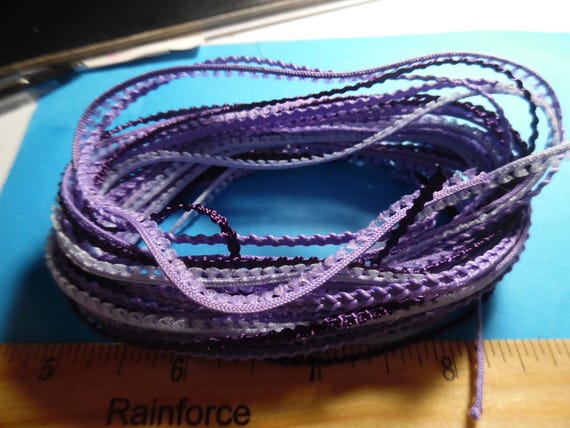 Tiny Braid Assortment~1/8"~Shades of Purple~100% Rayon~4 Colors~8 Yards~Doll Dress and Hat Trim!