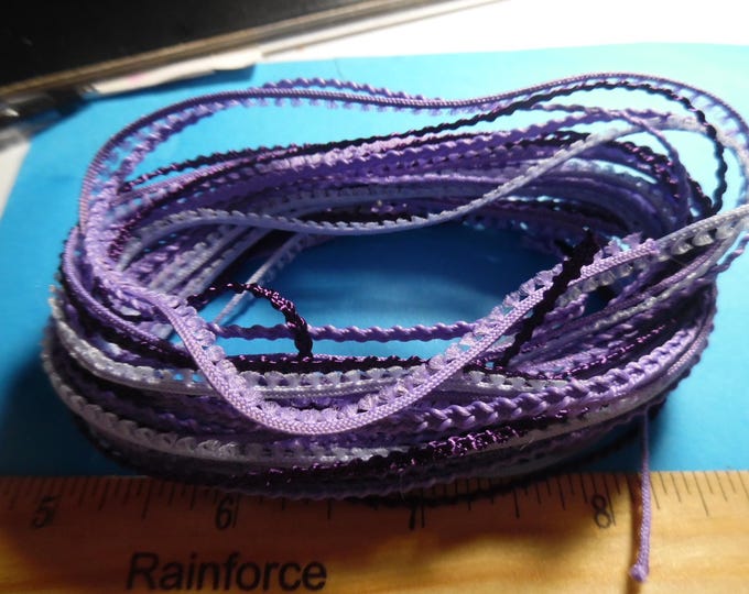 Tiny Braid Assortment~1/8"~Shades of Purple~100% Rayon~4 Colors~8 Yards~Doll Dress and Hat Trim!