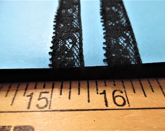 French Cotton Lace~1/2"wide~Black~Capital Imports~BTY~Doll lace~Heirloom Sewing~Flapper