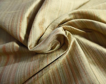 Silk Dupioni Taffeta~Multi Color/Stripes~18"x27"~Shades Green/Gold~Doll Fabric