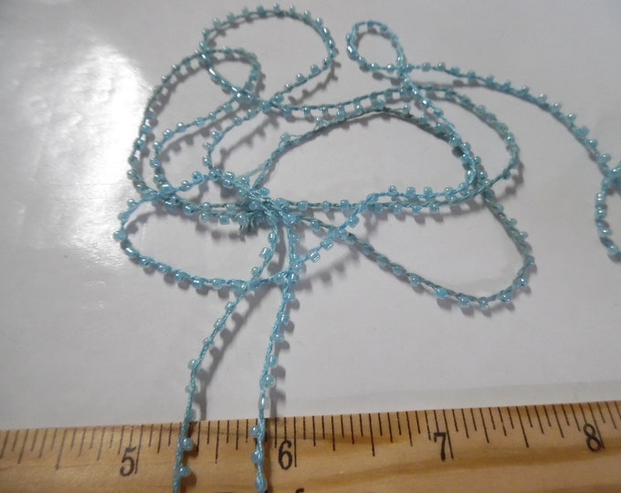 New Color! Tiny 1/16" Glass Bead Trim~Baby Blue~3 Yards~Doll Dress and Hat Trim~Flapper Doll