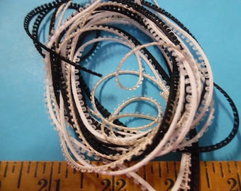 Micro Picot Eyelash Braid~1/8"~Black/White/Ivory~100% Rayon~3 Colors~6 Yards~Doll Dress and Hat Trim!
