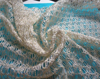 Novelty Lacy Sweater Knit~Off white With Gold Glitz~19"x34"