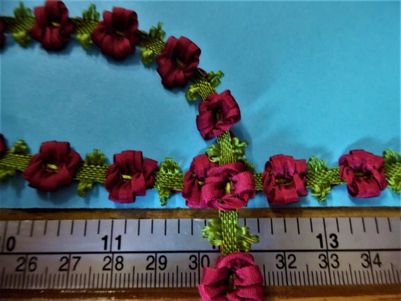 Silky Flower Trim~Dark Red~1/2"~By The Yard~Doll Trim~Ricoco~Millinery