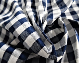 LAST! Silk Shantung~Blue and White Checks~27"x27"~Doll Fabric
