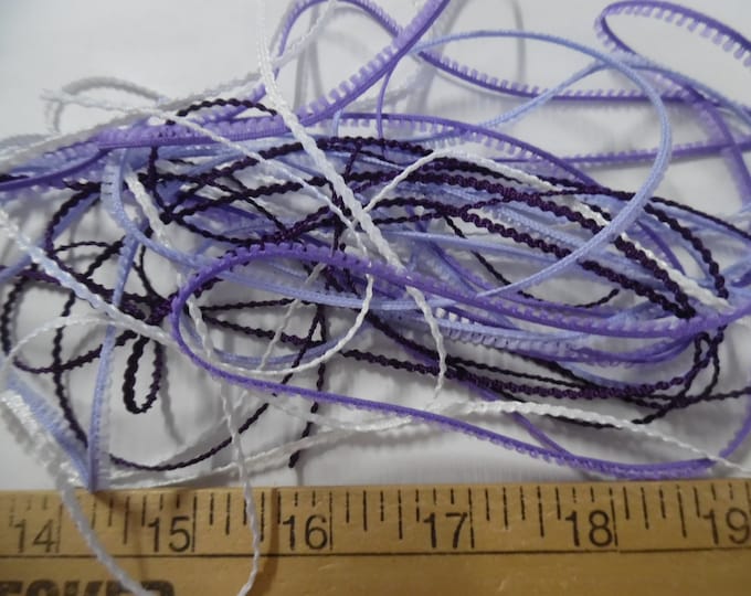 Tiny Braid Assortment~1/8"~Shades of Purple/White~100% Rayon~3 Colors~8 Yards~Doll Dress and Hat Trim!