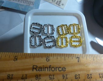 Square Metal Doll Buckles Assortment~Georgian Style~12MM x 12MM~Set 8~Gold/Silver
