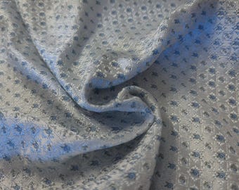 100% Silk Brocade~Miniature Scale~Micro Floral~Blue on Blue~19"x20"~Japan