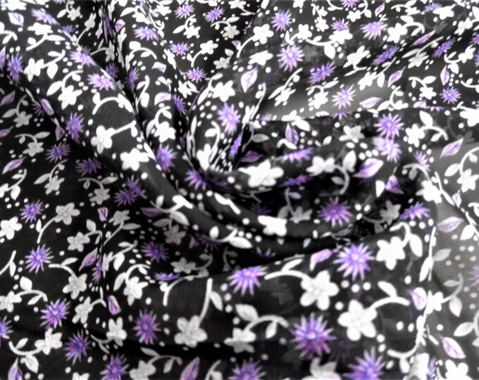 Nylon Organdy~Tiny Floral~Purple/White/Black~12"x59"~Dolls