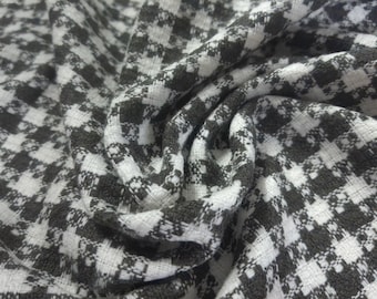 BASEMENT BARGAIN! Wool Blend Suiting~Large Plaid~Black/White~19"x30"~Doll Fabric
