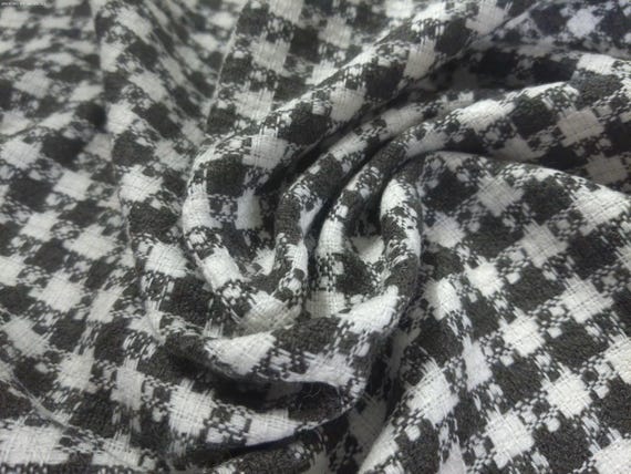 BASEMENT BARGAIN! Wool Blend Suiting~Large Plaid~Black/White~19"x30"~Doll Fabric