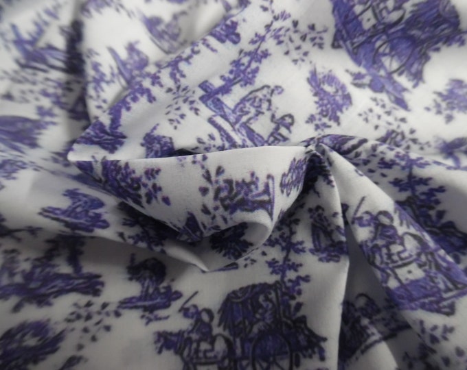 NEW OPTION! Miniature Toile Print~Purple & White~Custom Printed~12"x27"~Doll Fabric