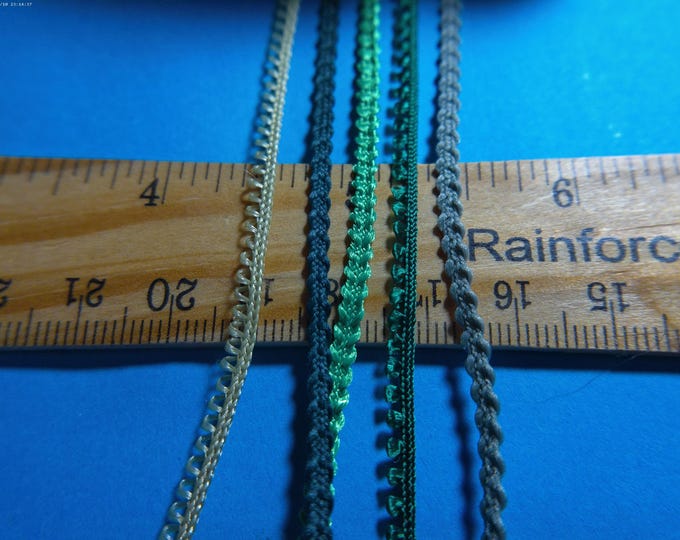 Tiny Braid Bundle~Shades of Green~Micro Picot/Knobbly Braid~10 Yards~Doll Dress and Hat Trim!