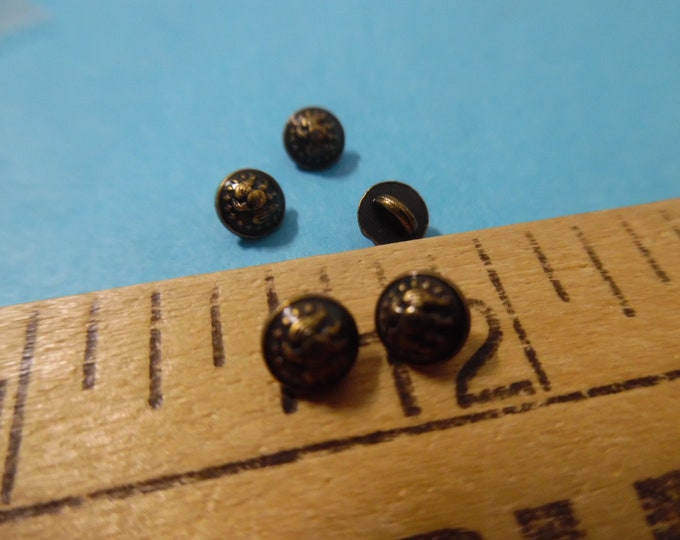 LAST! Doll Scale Military Buttons~Eagle Design~Metal Shanks~4.5MM~Set of Five~Doll Buttons