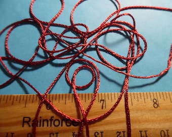 100% Rayon Chainette Braid (Bunka)~Dark Red~1MM Wide x 20 Yards~Miniature Soutache