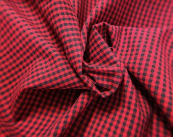 Micro Check Cotton Poplin~Black & Red~18"x25"~Doll Fabric