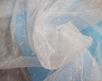 Soft De Lis Netting~Nylon~Sheer~ White~12"x62"~Doll Fabric~Great For Overlays