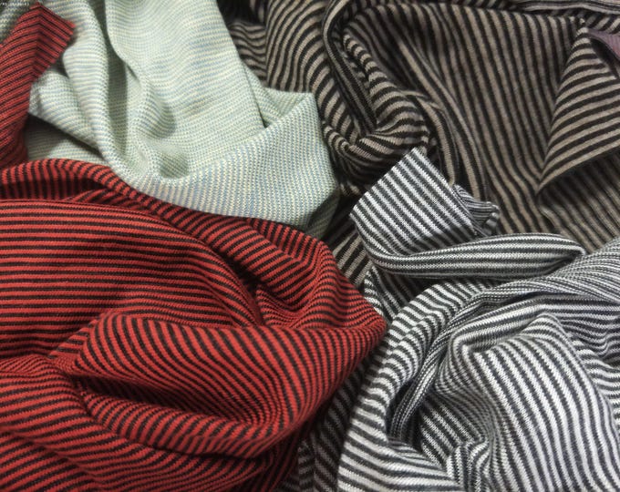 STASH BUILDER!  Micro Stripe Tissue Jersey Assortment~4 Colorways~Natural Fibers~1/3 YD + Total