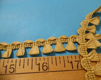 Vintage Ribbon Loop Fringe~Light Gold~5/8"wide~Sold By The Yard~Doll Dress and Hat Trim!